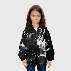 Куртка с капюшоном детская Брызги красок - белая и черная, цвет: 3D-черный — фото 2