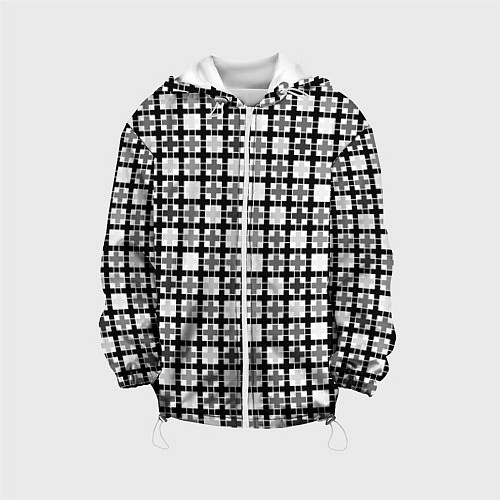 Детская куртка Черно-белый геометрический мелкий узор / 3D-Белый – фото 1