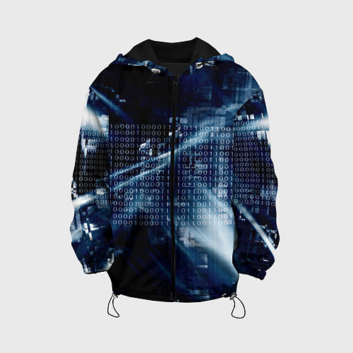 Детская куртка Тёмно-ледяной фон и бесконечный код / 3D-Черный – фото 1