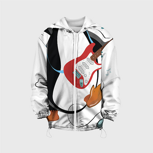 Детская куртка Пингвин- гитарист / 3D-Белый – фото 1