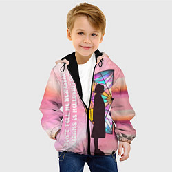 Куртка с капюшоном детская Энид Синклер - сериал Уэнсдей - яркая сторона окна, цвет: 3D-черный — фото 2