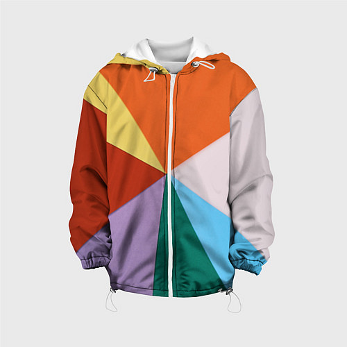 Детская куртка Разноцветные пересекающиеся треугольники / 3D-Белый – фото 1