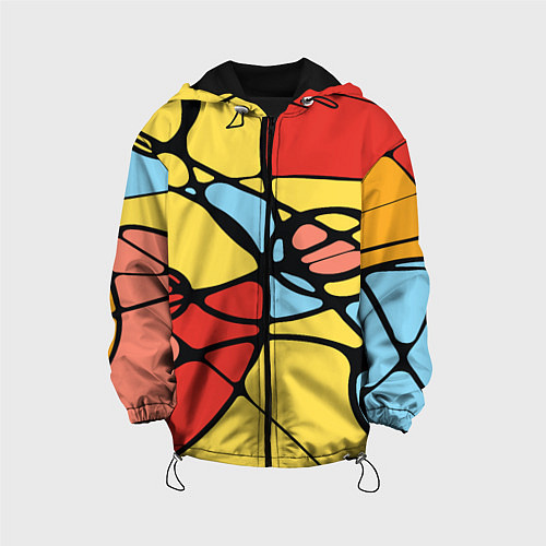 Детская куртка Яркий абстрактный узор из цветных овалов и плавных / 3D-Черный – фото 1