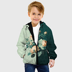 Куртка с капюшоном детская Розы на зеленом фоне, цвет: 3D-черный — фото 2