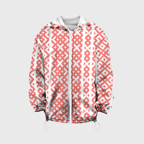 Детская куртка Абстрактный красный ребристый паттерн / 3D-Белый – фото 1