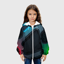 Куртка с капюшоном детская Абстракция металл, цвет: 3D-белый — фото 2