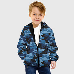 Куртка с капюшоном детская Сине-черный камуфляж, цвет: 3D-черный — фото 2