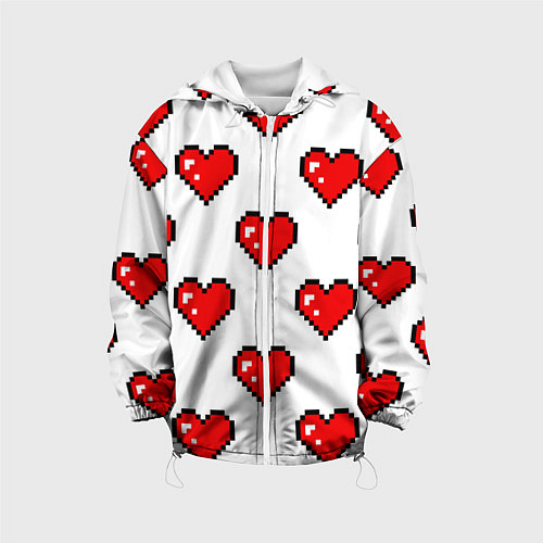 Детская куртка Сердца в стиле пиксель-арт / 3D-Белый – фото 1
