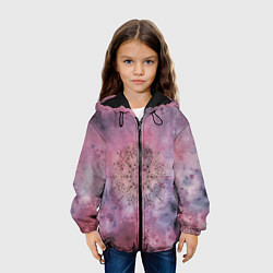 Куртка с капюшоном детская Мандала гармонии, фиолетовая, космос, цвет: 3D-черный — фото 2