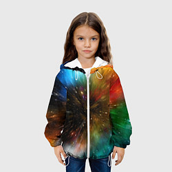 Куртка с капюшоном детская Бескрайний космос - неон, цвет: 3D-белый — фото 2