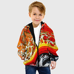 Куртка с капюшоном детская Брызги краски - красные, оранжевые разводы, цвет: 3D-черный — фото 2