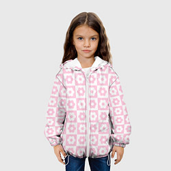 Куртка с капюшоном детская Pink flower checkers, цвет: 3D-белый — фото 2