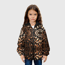 Куртка с капюшоном детская Золотой узор - паттерн, цвет: 3D-черный — фото 2