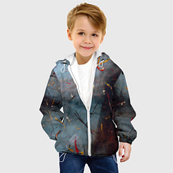 Куртка с капюшоном детская Тёмно-серый туман и краски, цвет: 3D-белый — фото 2