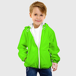 Куртка с капюшоном детская Кислотный зеленый, цвет: 3D-белый — фото 2
