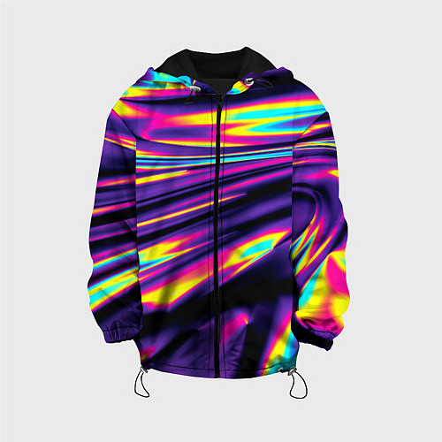 Детская куртка Неоновые разводы цветных красок / 3D-Черный – фото 1