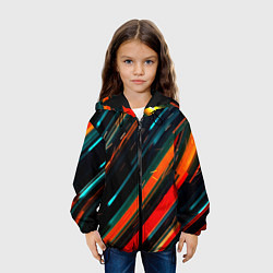 Куртка с капюшоном детская Искры огня на полосах, цвет: 3D-черный — фото 2