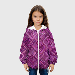 Куртка с капюшоном детская Фиолетовые диагонали, цвет: 3D-белый — фото 2