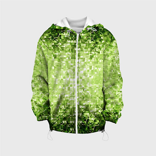 Детская куртка Геометрическое зелёное искажение в пространстве / 3D-Белый – фото 1