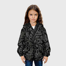 Куртка с капюшоном детская Модный растительный орнамент, цвет: 3D-черный — фото 2
