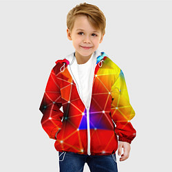 Куртка с капюшоном детская Digital triangle abstract, цвет: 3D-белый — фото 2