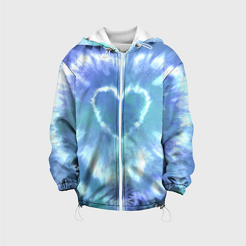 Детская куртка Сердце - тай-дай - голубой / 3D-Белый – фото 1