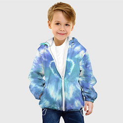 Куртка с капюшоном детская Сердце - тай-дай - голубой, цвет: 3D-белый — фото 2