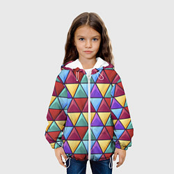 Куртка с капюшоном детская Геометрический красочный паттерн, цвет: 3D-белый — фото 2