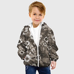 Куртка с капюшоном детская Коричневый тай-дай, цвет: 3D-белый — фото 2