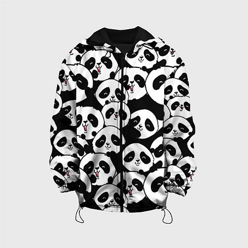 Детская куртка Весёлые панды / 3D-Черный – фото 1