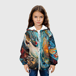Куртка с капюшоном детская Яркие разводы краски, цвет: 3D-белый — фото 2