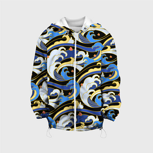 Детская куртка Волна - паттерн - японский стиль / 3D-Белый – фото 1