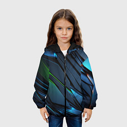 Куртка с капюшоном детская Разломленные плиты со светом, цвет: 3D-черный — фото 2