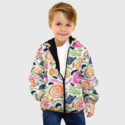 Куртка с капюшоном детская Геометрический паттерн, цвет: 3D-черный — фото 2