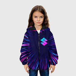 Куртка с капюшоном детская Suzuki neon speed lines, цвет: 3D-черный — фото 2