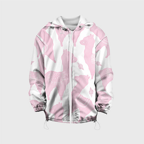 Детская куртка Розовые альпаки - паттерн / 3D-Белый – фото 1