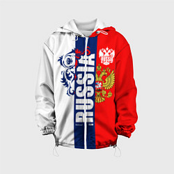 Куртка с капюшоном детская Russia national team: white blue red, цвет: 3D-белый