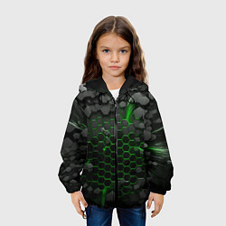 Куртка с капюшоном детская Взрыв зеленых плит, цвет: 3D-черный — фото 2