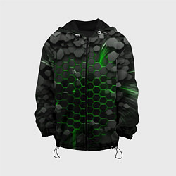 Куртка с капюшоном детская Взрыв зеленых плит, цвет: 3D-черный