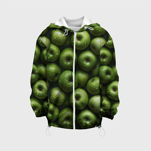 Детская куртка Сочная текстура из зеленых яблок / 3D-Белый – фото 1