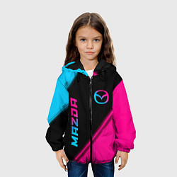 Куртка с капюшоном детская Mazda - neon gradient: надпись, символ, цвет: 3D-черный — фото 2