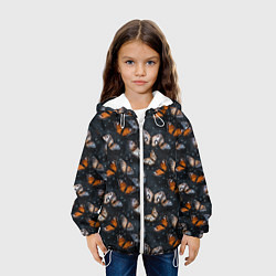Куртка с капюшоном детская Бабочки и капли - паттерн, цвет: 3D-белый — фото 2