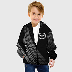 Куртка с капюшоном детская Mazda tire tracks, цвет: 3D-черный — фото 2
