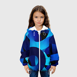 Куртка с капюшоном детская Синие линии в виде узоров, цвет: 3D-белый — фото 2