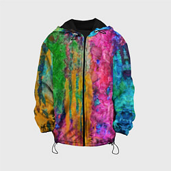 Куртка с капюшоном детская Грубые разноцветные мазки краски, цвет: 3D-черный