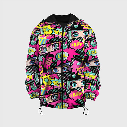 Детская куртка Глаза аниме-девушки: cool pattern / 3D-Черный – фото 1