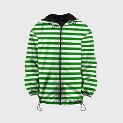 Куртка с капюшоном детская Тельняшка зеленая Пограничных войск, цвет: 3D-черный