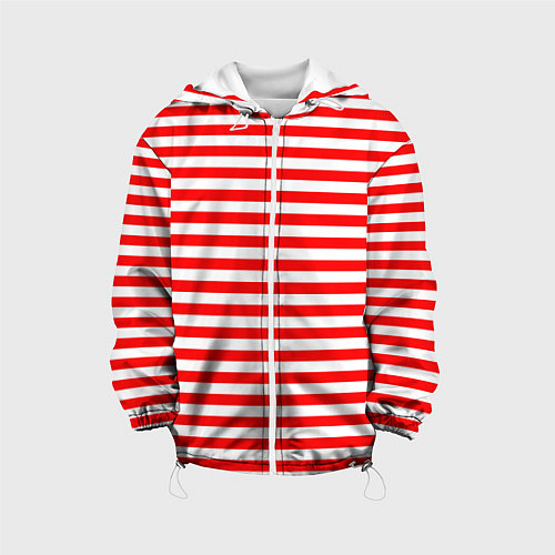 Детская куртка Ярко красные полосы / 3D-Белый – фото 1
