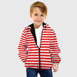 Куртка с капюшоном детская Ярко красные полосы, цвет: 3D-черный — фото 2