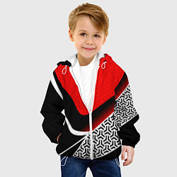 Куртка с капюшоном детская Геометрическая униформа - красная, цвет: 3D-белый — фото 2